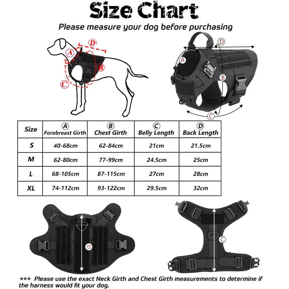 K9 Dog Tactical Harness And Leash - chloespetshop