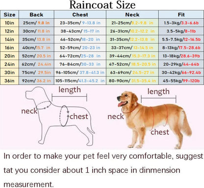 Dog Raincoat Adjustable