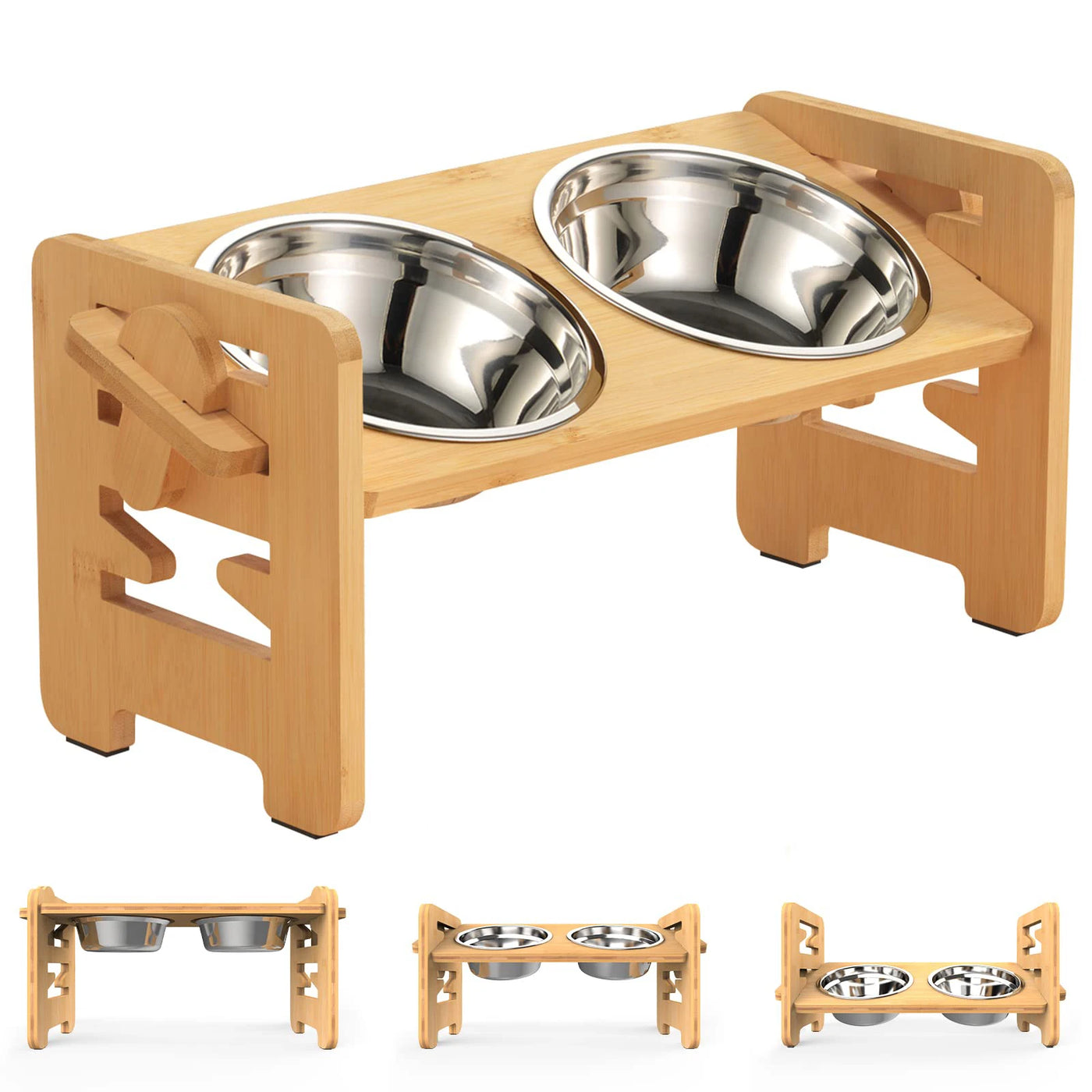 Adjustable Bamboo Dog Bowls