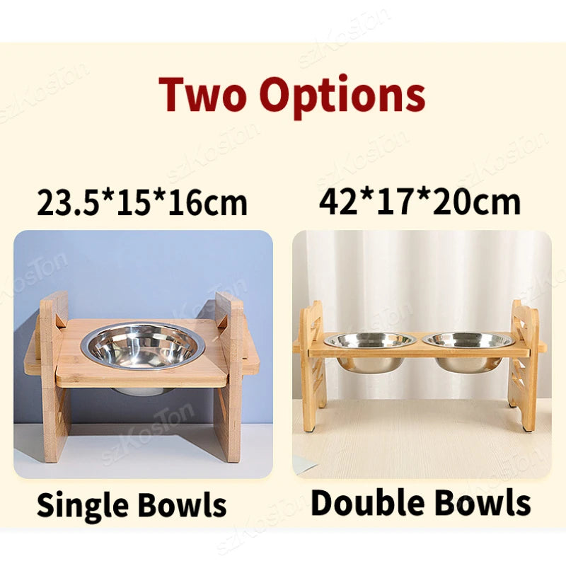 Adjustable Bamboo Dog Bowls