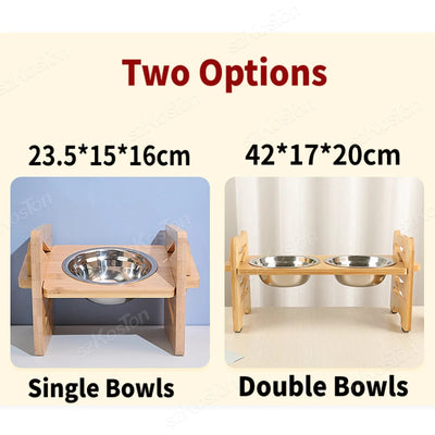 Adjustable Bamboo Dog Bowls