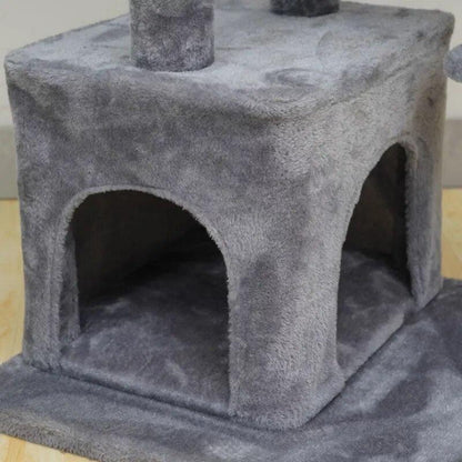 4-Level Grey Cat Tree With Scratching Pad, 48'' Height - chloespetshop