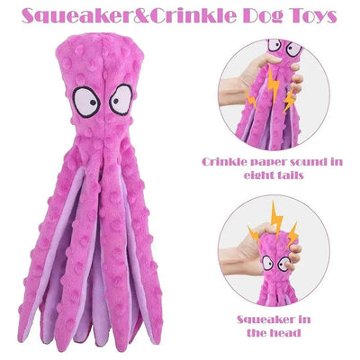 Squeaky Octopus Dog Chew Toy - chloespetshop