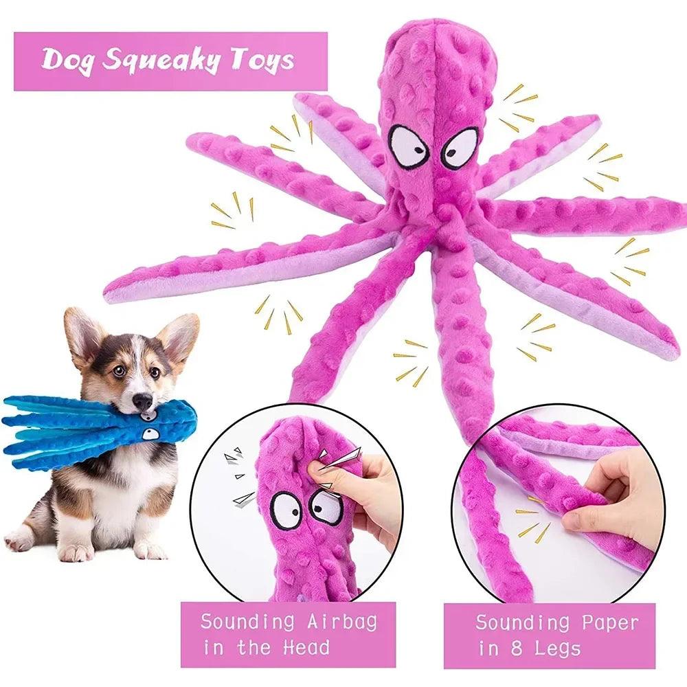 Squeaky Octopus Dog Chew Toy - chloespetshop