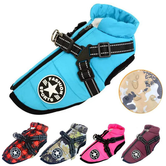 Winter Dog Jackets With Harness - chloespetshop