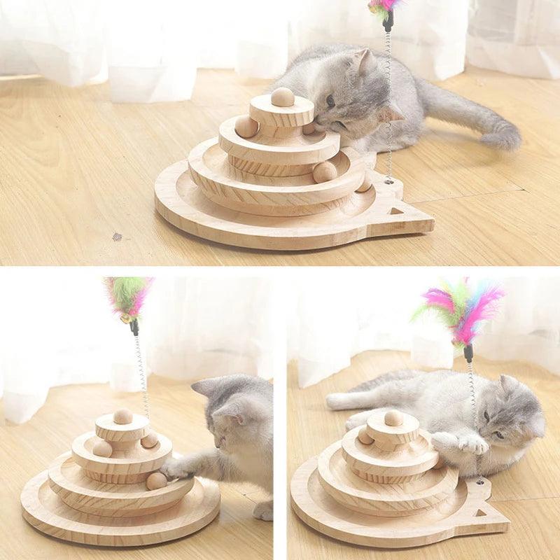 Wooden Tower Tracks Cat Toy - chloespetshop